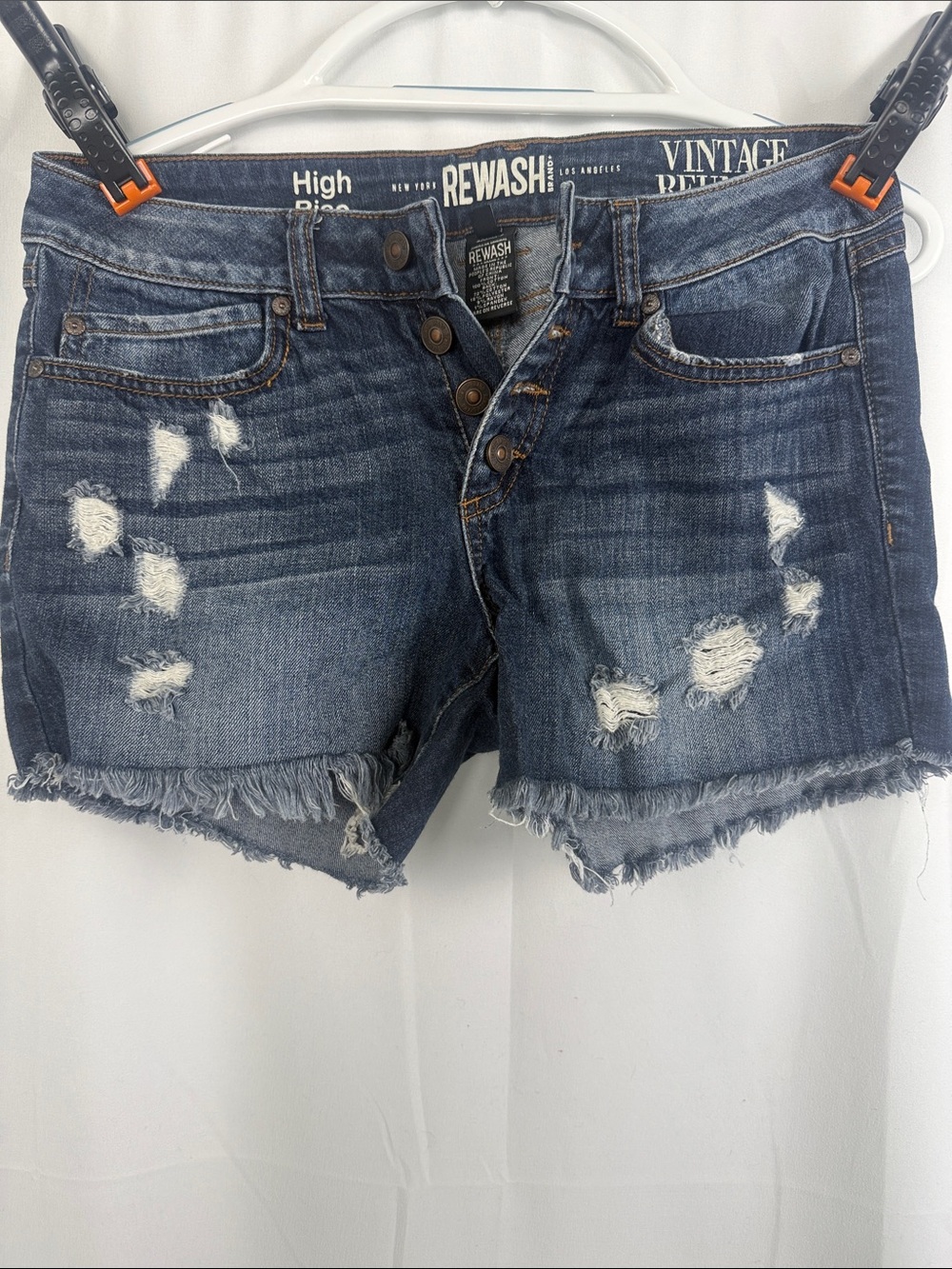 Rewash Distressed Dark Blue Denim Jean Shorts